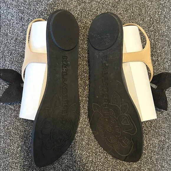 Karl Lagerfeld Leather Black Bow Women's Sandals - Picture 5 of 7